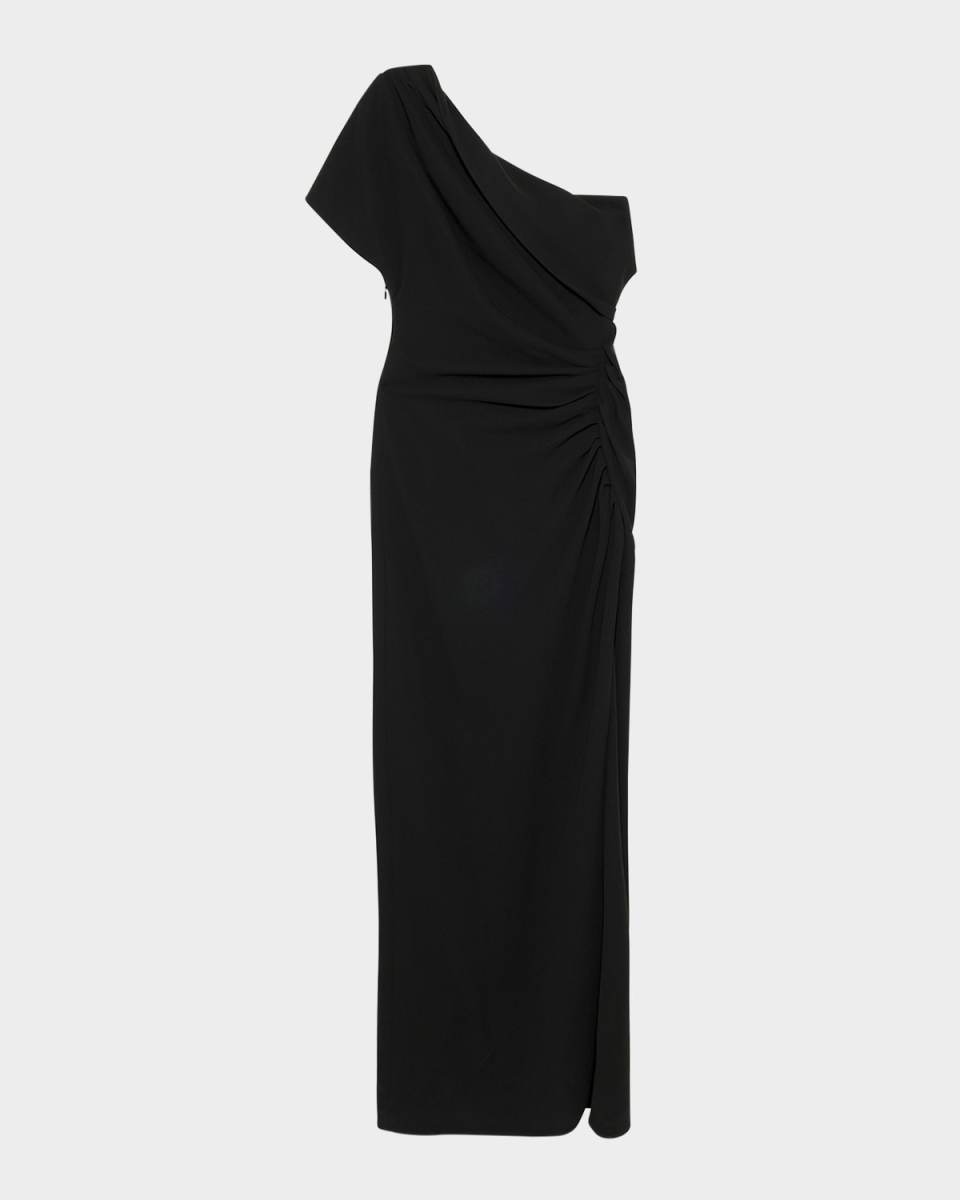 Kally Draped One-Shoulder Column Gown